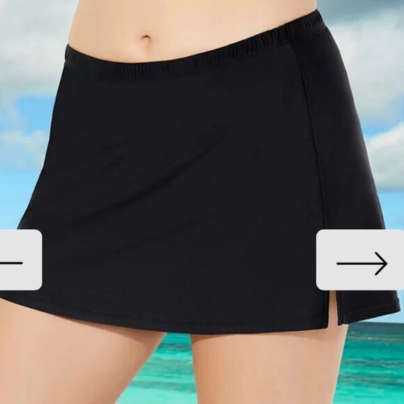 FULLFITALL - Side Slit Swim Skirt Black‎ 22 NWT - Picture 1 of 8